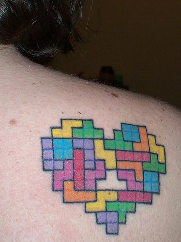 Tags: cool tattoo, cool tetris, geek tattoos, geeky tattoos, i love tetris, 
