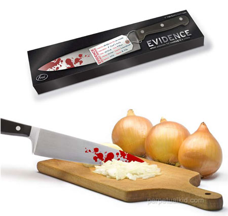 blood stained knife kitchen gadget
