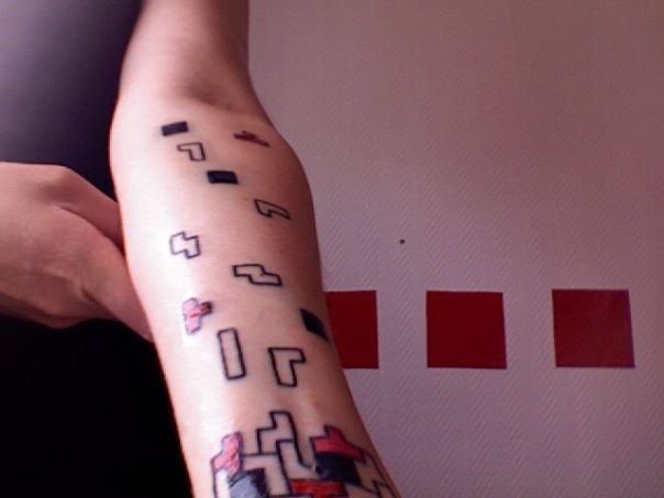 cool tetris tattoo. Thinking about it, from all the gaming obsessions that 