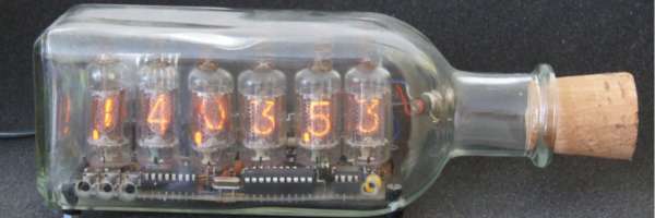 nixie tube clock in a bottle