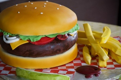 burger and fries cake