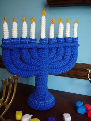crocheted menorah