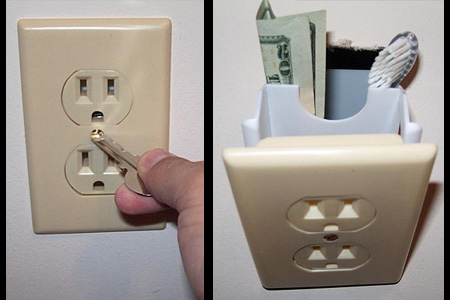 secret wall electric socket compartment 16 Anti Theft Gadgets and Designs to Deter Thieves