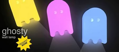 ghosty lamp 2 Ghostly Pacman Wall Lamps Would Complete the Game Room Scene