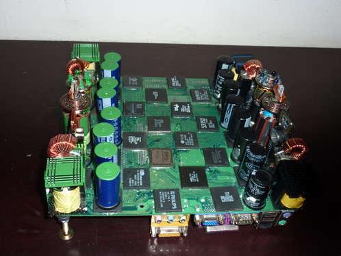 Motherboard Chess Chess Set that Stands on a Motherboard