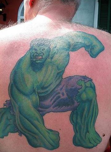 This Hulk Tattoo is all green, and when you see someone with this tattoo you 