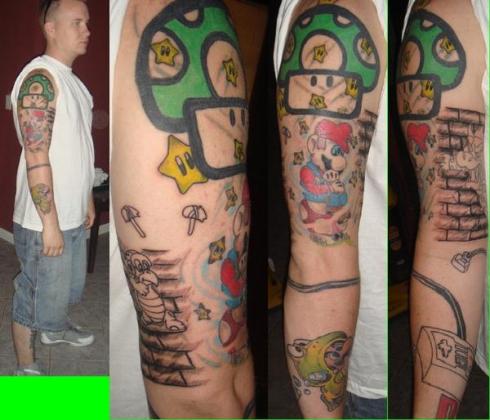 you could get Super Mario Brothers Sleeves tattooed and making