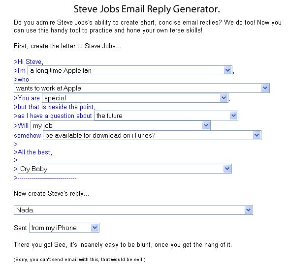 Steve Jobs Reply Generator 1 Steve Jobs Email Reply Generator Is Rather Realistic