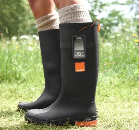Orange Power Wellies1 Boots That Charge Your Mobile On The Go!