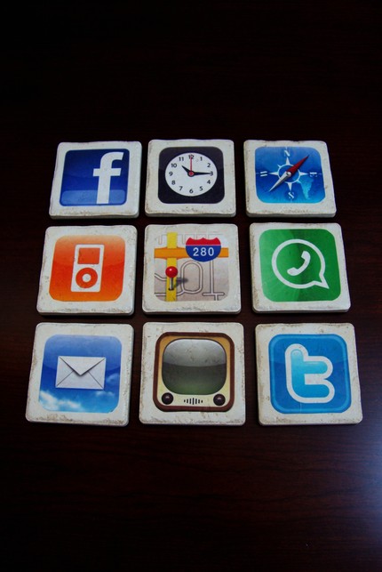 Amazing Set of Nine iPhone Apps Coasters Amazing Set of Nine iPhone Apps Coasters in Italian Stone
