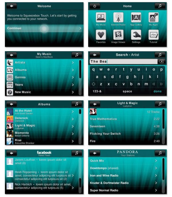 Squeezebox Touxh screen shots and options Living Room Beauty: The Logitech Squeezebox Network Music Player
