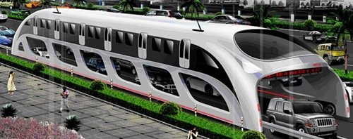 chinese bus concept cars under straddling bus image 2 chinese bus concept cars under straddling bus image 2