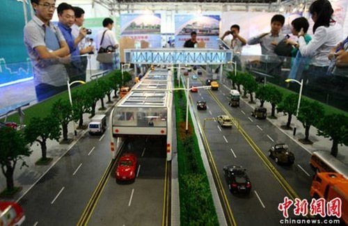 chinese bus concept cars under straddling bus image chinese bus concept cars under straddling bus image