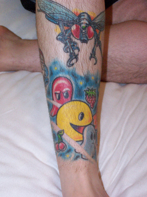 You are wondering whether I said 'super' for Pacman or the tattoo?