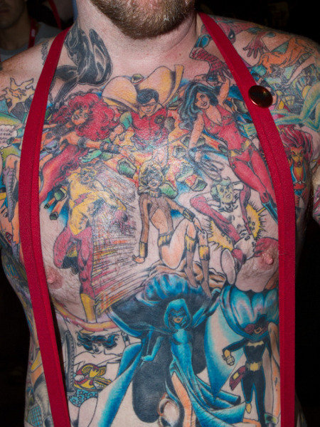  the whole “I got my entire torso tattooed with superhero stuff process”, 