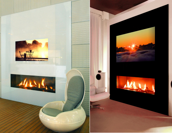 fireplace designs with tv. I-Frame Fireplace with Hidden