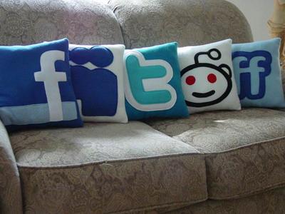 social media icons pillow design