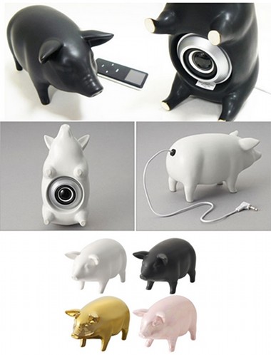 cute pig shaped speakers