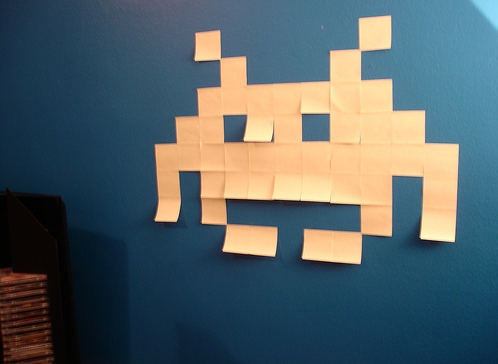 space invaders post it notes design