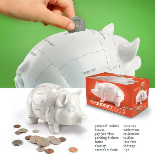 budget cut piggy bank