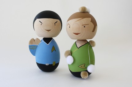 captain kirk and spock kokeshi doll