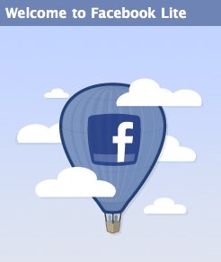 facebook lite welcome page
