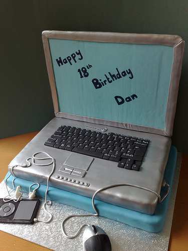 geeky laptop cake