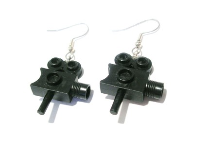 mini lego video camera earrings