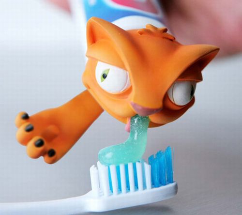 funny toothpaste heads cat oscar