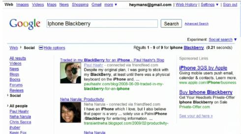google social search front