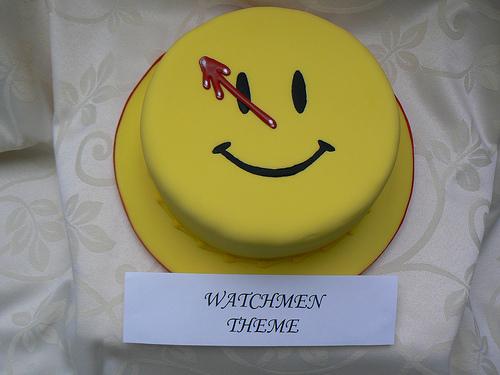 watchmen comedian button cake