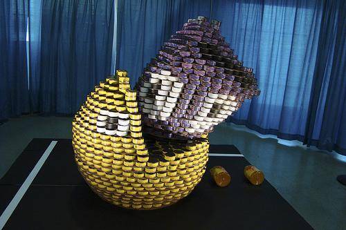 pacman art with cans