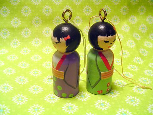 kokeshi wooden ornament