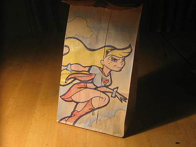 supergirl lunch bag art