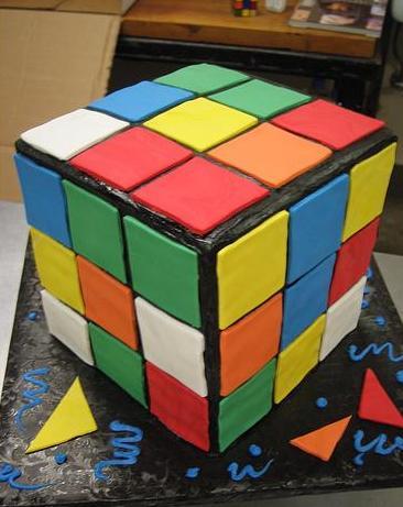 rubik's cube cake design with colors