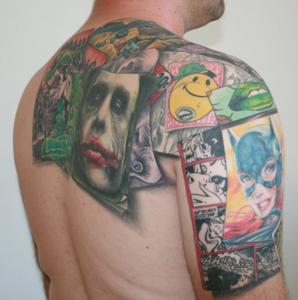 batman collage tattoo 1