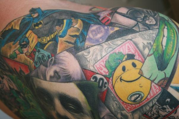 batman collage tattoo 3