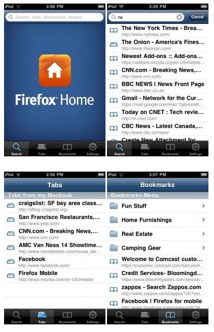 Firefox Home Screen Shots