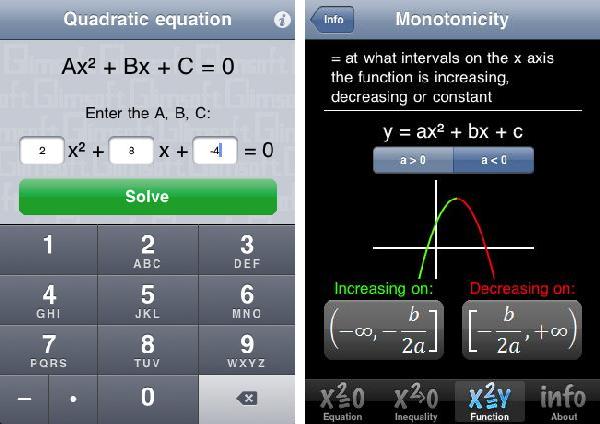 iPhone App Quadratic Equation