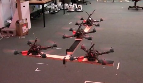 quadcopters cooperating lifting and transporting