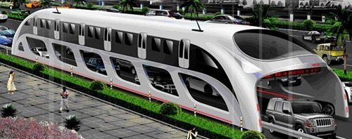 chinese bus concept cars under straddling bus image 2