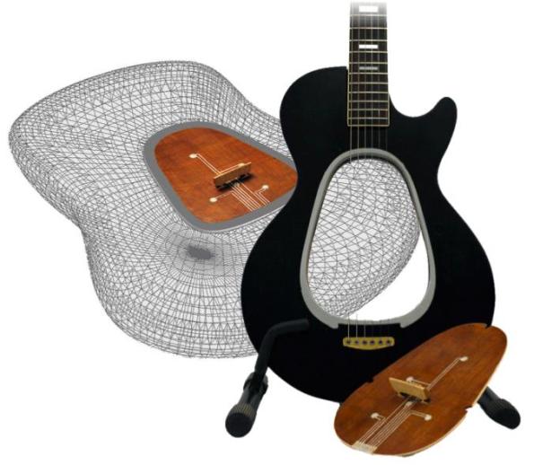 guitar wooden heart mod design