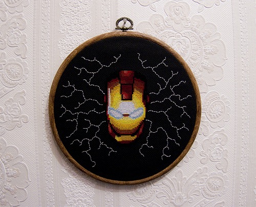Cross Stitch Glow in the dark Iron Man